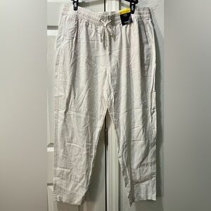 NWT M & S Collection White Linen Drawstring Pants size 12 Short
